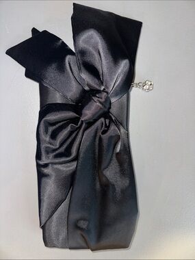Black Satin Bow Clutch